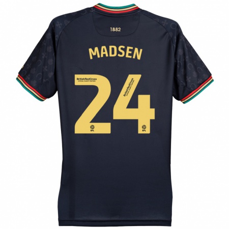 Kandiny Homme Maillot Nicolas Madsen #24 Bleu Marine Foncé Tenues Extérieur 2024/25 T-Shirt