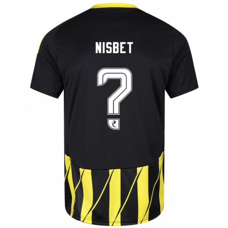 Kandiny Homme Maillot Kevin Nisbet #0 Noir Jaune Tenues Extérieur 2024/25 T-Shirt