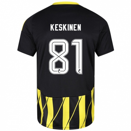 Kandiny Homme Maillot Topi Keskinen #81 Noir Jaune Tenues Extérieur 2024/25 T-Shirt