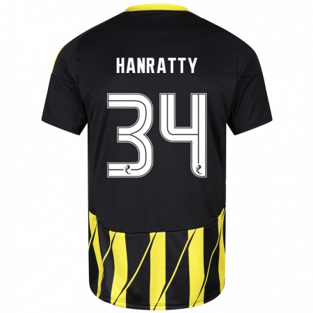 Kandiny Homme Maillot Kevin Hanratty #34 Noir Jaune Tenues Extérieur 2024/25 T-Shirt