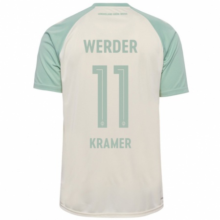 Kandiny Homme Maillot Levi-Marinus Kramer #11 Blanc Cassé Vert Clair Tenues Extérieur 2024/25 T-Shirt