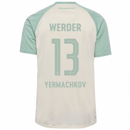 Kandiny Homme Maillot Ivan Yermachkov #13 Blanc Cassé Vert Clair Tenues Extérieur 2024/25 T-Shirt