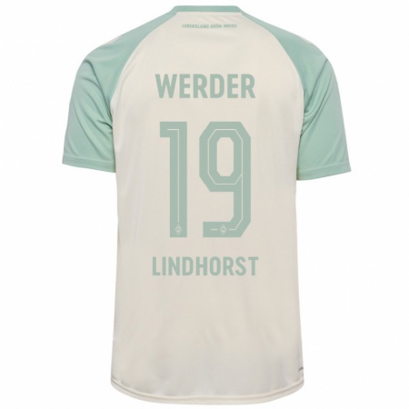 Kandiny Homme Maillot Jerrit Lindhorst #19 Blanc Cassé Vert Clair Tenues Extérieur 2024/25 T-Shirt