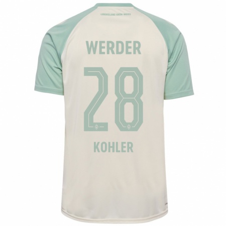 Kandiny Homme Maillot Ethan Kohler #28 Blanc Cassé Vert Clair Tenues Extérieur 2024/25 T-Shirt