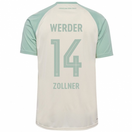 Kandiny Homme Maillot Adrian Zollner #14 Blanc Cassé Vert Clair Tenues Extérieur 2024/25 T-Shirt