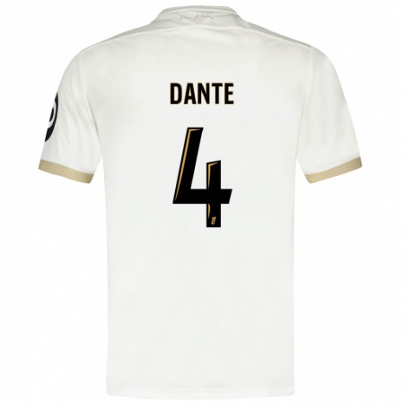 Kandiny Homme Maillot Dante #4 Blanc Doré Tenues Extérieur 2024/25 T-Shirt