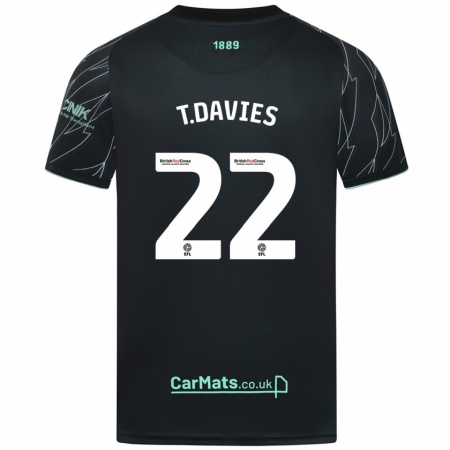 Kandiny Homme Maillot Tom Davies #22 Noir Vert Tenues Extérieur 2024/25 T-Shirt