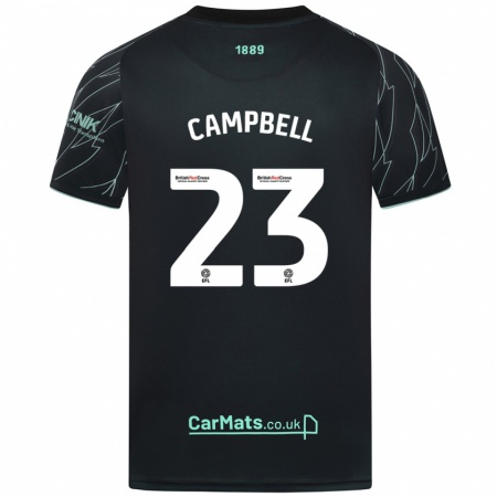 Kandiny Homme Maillot Tyrese Campbell #23 Noir Vert Tenues Extérieur 2024/25 T-Shirt