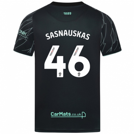 Kandiny Homme Maillot Dovydas Sasnauskas #46 Noir Vert Tenues Extérieur 2024/25 T-Shirt