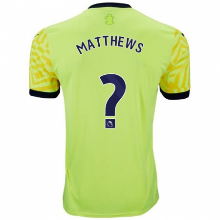 Kandiny Homme Maillot Abdulhalim Okonola-Matthews #0 Jaune Tenues Extérieur 2024/25 T-Shirt