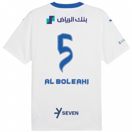 Kandiny Homme Maillot Ali Al-Bulayhi #5 Blanc Bleu Tenues Extérieur 2024/25 T-Shirt