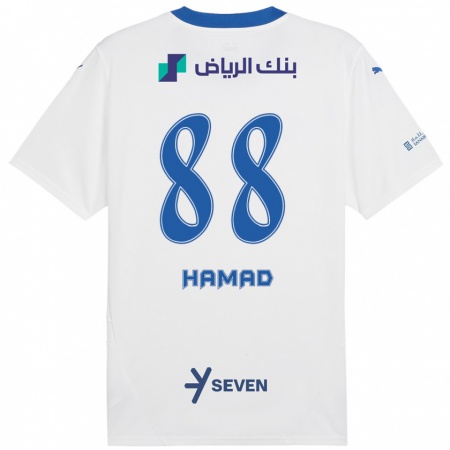 Kandiny Homme Maillot Hamad Al-Yami #88 Blanc Bleu Tenues Extérieur 2024/25 T-Shirt