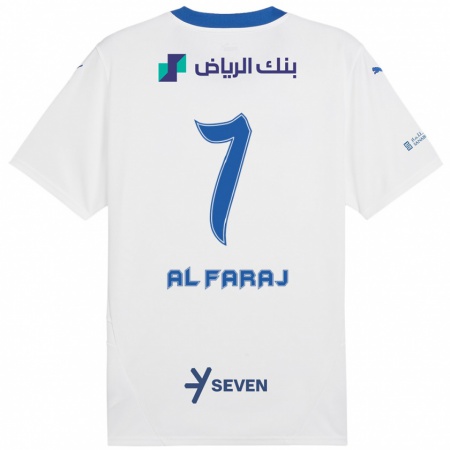 Kandiny Homme Maillot Salman Al-Faraj #7 Blanc Bleu Tenues Extérieur 2024/25 T-Shirt