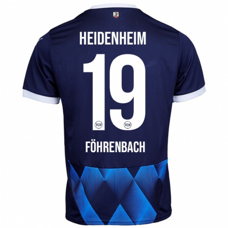 Kandiny Homme Maillot Jonas Föhrenbach #19 Bleu Marine Foncé Tenues Extérieur 2024/25 T-Shirt