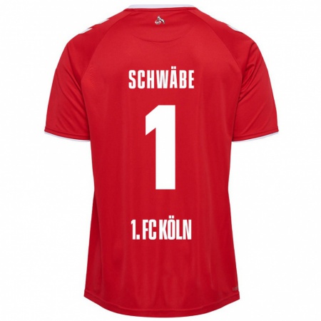 Kandiny Homme Maillot Marvin Schwäbe #1 Rouge Blanc Tenues Extérieur 2024/25 T-Shirt