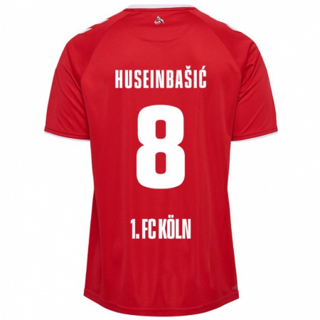 Kandiny Homme Maillot Denis Huseinbasic #8 Rouge Blanc Tenues Extérieur 2024/25 T-Shirt