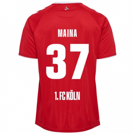 Kandiny Homme Maillot Linton Maina #37 Rouge Blanc Tenues Extérieur 2024/25 T-Shirt