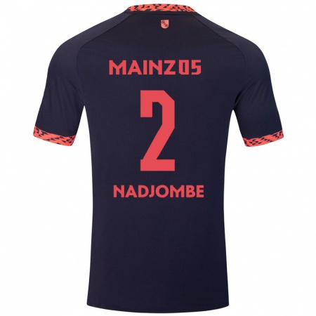 Kandiny Homme Maillot Jean-Marie Nadjombe #2 Bleu Corail Rouge Tenues Extérieur 2024/25 T-Shirt