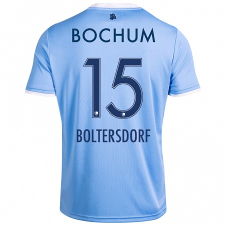 Kandiny Homme Maillot Sebastian Boltersdorf #15 Bleu Ciel Tenues Extérieur 2024/25 T-Shirt