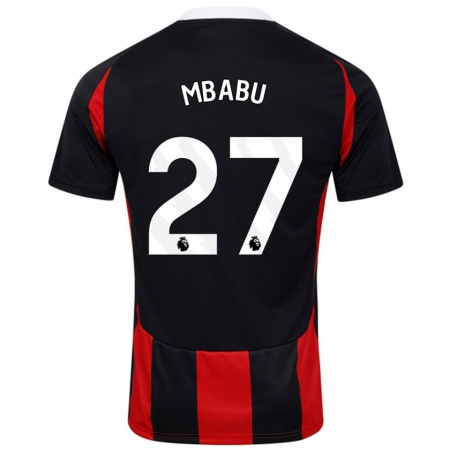 Kandiny Homme Maillot Kevin Mbabu #27 Noir Rouge Tenues Extérieur 2024/25 T-Shirt