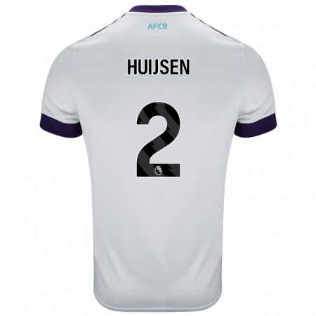 Kandiny Homme Maillot Dean Huijsen #2 Blanc Vert Violet Tenues Extérieur 2024/25 T-Shirt