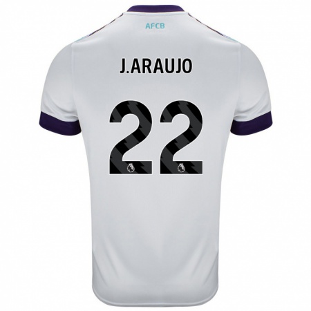 Kandiny Homme Maillot Julián Araujo #28 Blanc Vert Violet Tenues Extérieur 2024/25 T-Shirt