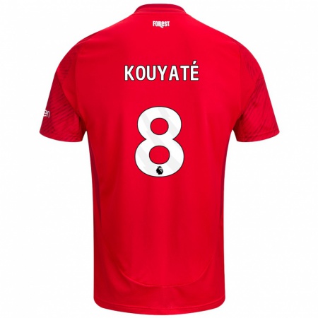 Kandiny Femme Maillot Cheikhou Kouyaté #8 Rouge Blanc Tenues Domicile 2024/25 T-Shirt