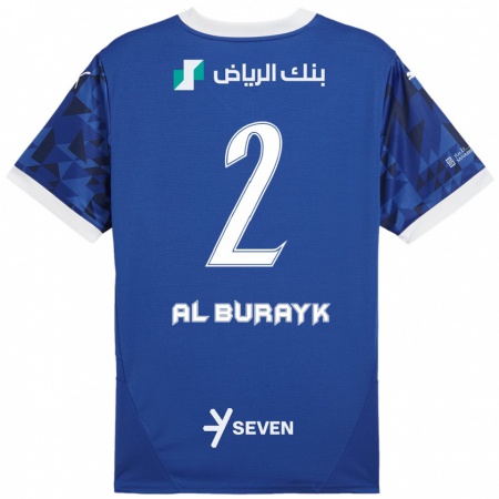 Kandiny Femme Maillot Mohammed Al-Burayk #2 Bleu Foncé Blanc Tenues Domicile 2024/25 T-Shirt