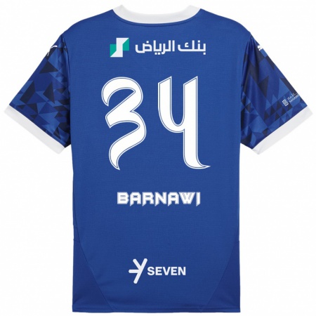 Kandiny Femme Maillot Saleh Barnawi #34 Bleu Foncé Blanc Tenues Domicile 2024/25 T-Shirt