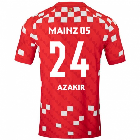 Kandiny Femme Maillot Dennis Azakir #24 Blanc Rouge Tenues Domicile 2024/25 T-Shirt