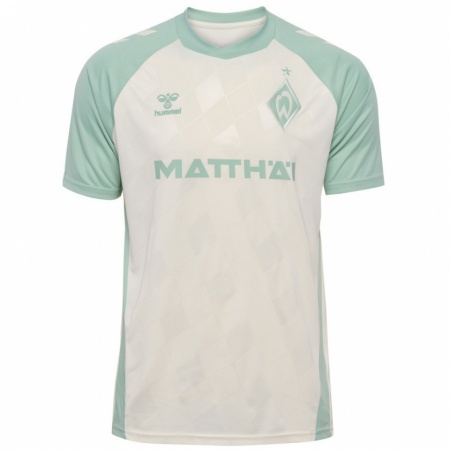 Kandiny Femme Maillot Mitchell Weiser #8 Blanc Cassé Vert Clair Tenues Extérieur 2024/25 T-Shirt