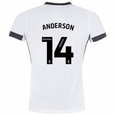 Kandiny Femme Maillot Keshi Anderson #14 Blanc Noir Tenues Extérieur 2024/25 T-Shirt