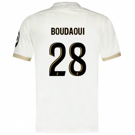 Kandiny Femme Maillot Hicham Boudaoui #28 Blanc Doré Tenues Extérieur 2024/25 T-Shirt