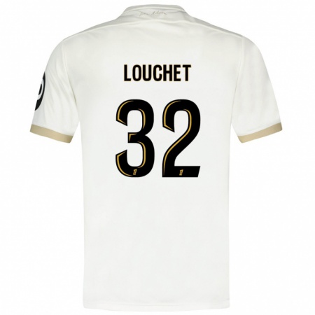 Kandiny Femme Maillot Tom Louchet #32 Blanc Doré Tenues Extérieur 2024/25 T-Shirt