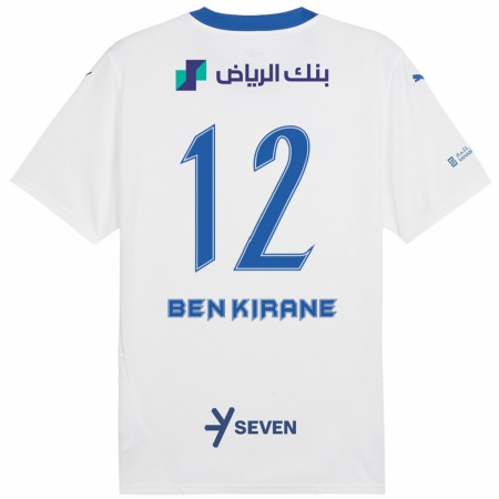 Kandiny Femme Maillot Mariam Ben Kirane #12 Blanc Bleu Tenues Extérieur 2024/25 T-Shirt