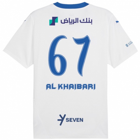 Kandiny Femme Maillot Mohammed Al-Khaibari #67 Blanc Bleu Tenues Extérieur 2024/25 T-Shirt