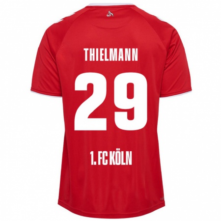 Kandiny Femme Maillot Jan Thielmann #29 Rouge Blanc Tenues Extérieur 2024/25 T-Shirt