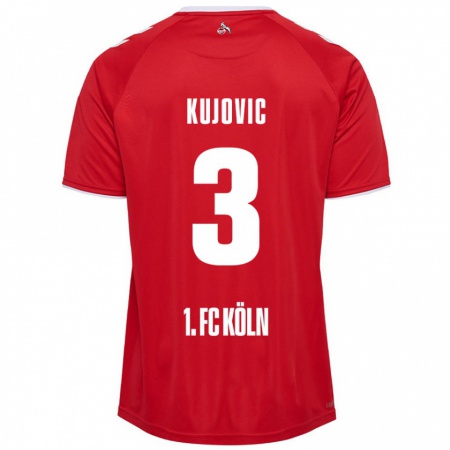 Kandiny Femme Maillot Emin Kujovic #3 Rouge Blanc Tenues Extérieur 2024/25 T-Shirt