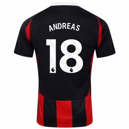 Kandiny Femme Maillot Andreas Pereira #18 Noir Rouge Tenues Extérieur 2024/25 T-Shirt