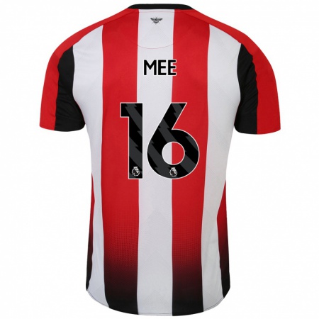 Kandiny Enfant Maillot Ben Mee #16 Rouge Blanc Tenues Domicile 2024/25 T-Shirt