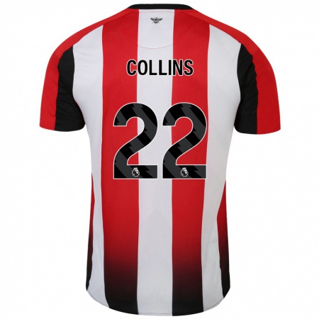 Kandiny Enfant Maillot Nathan Collins #22 Rouge Blanc Tenues Domicile 2024/25 T-Shirt