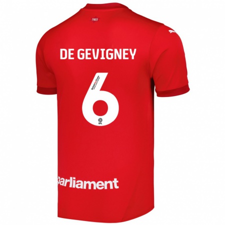 Kandiny Enfant Maillot Maël De Gevigney #6 Rouge Tenues Domicile 2024/25 T-Shirt