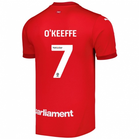 Kandiny Enfant Maillot Corey O'keeffe #7 Rouge Tenues Domicile 2024/25 T-Shirt