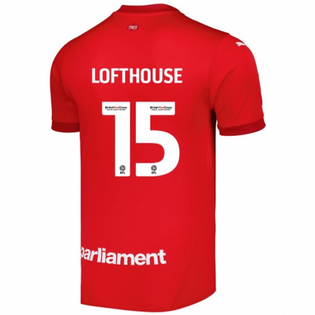 Kandiny Enfant Maillot Kyran Lofthouse #15 Rouge Tenues Domicile 2024/25 T-Shirt