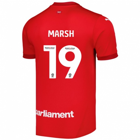 Kandiny Enfant Maillot Aiden Marsh #19 Rouge Tenues Domicile 2024/25 T-Shirt