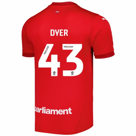 Kandiny Enfant Maillot Josiah Dyer #43 Rouge Tenues Domicile 2024/25 T-Shirt