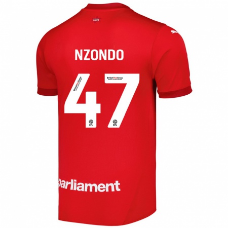 Kandiny Enfant Maillot Emmaisa Nzondo #47 Rouge Tenues Domicile 2024/25 T-Shirt