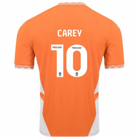 Kandiny Enfant Maillot Sonny Carey #10 Orange Blanc Tenues Domicile 2024/25 T-Shirt