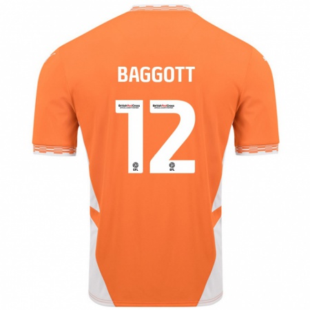 Kandiny Enfant Maillot Elkan Baggott #12 Orange Blanc Tenues Domicile 2024/25 T-Shirt