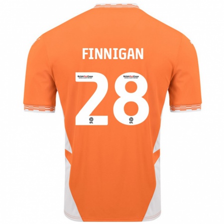 Kandiny Enfant Maillot Ryan Finnigan #28 Orange Blanc Tenues Domicile 2024/25 T-Shirt